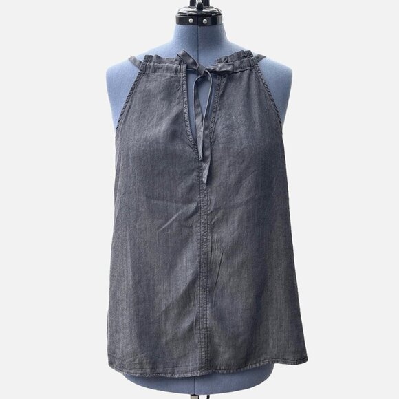 TIME & TRU Chambray Halter Top Tie‎ Back Keyhole Womens XXL / XXXL Black NEW - Picture 1 of 14